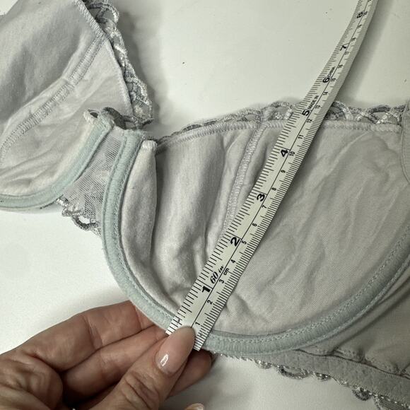 Vintage La Perla Coquette Floral Embroidered Lace Underwire Bra 36 Muted Blue - Picture 14 of 16